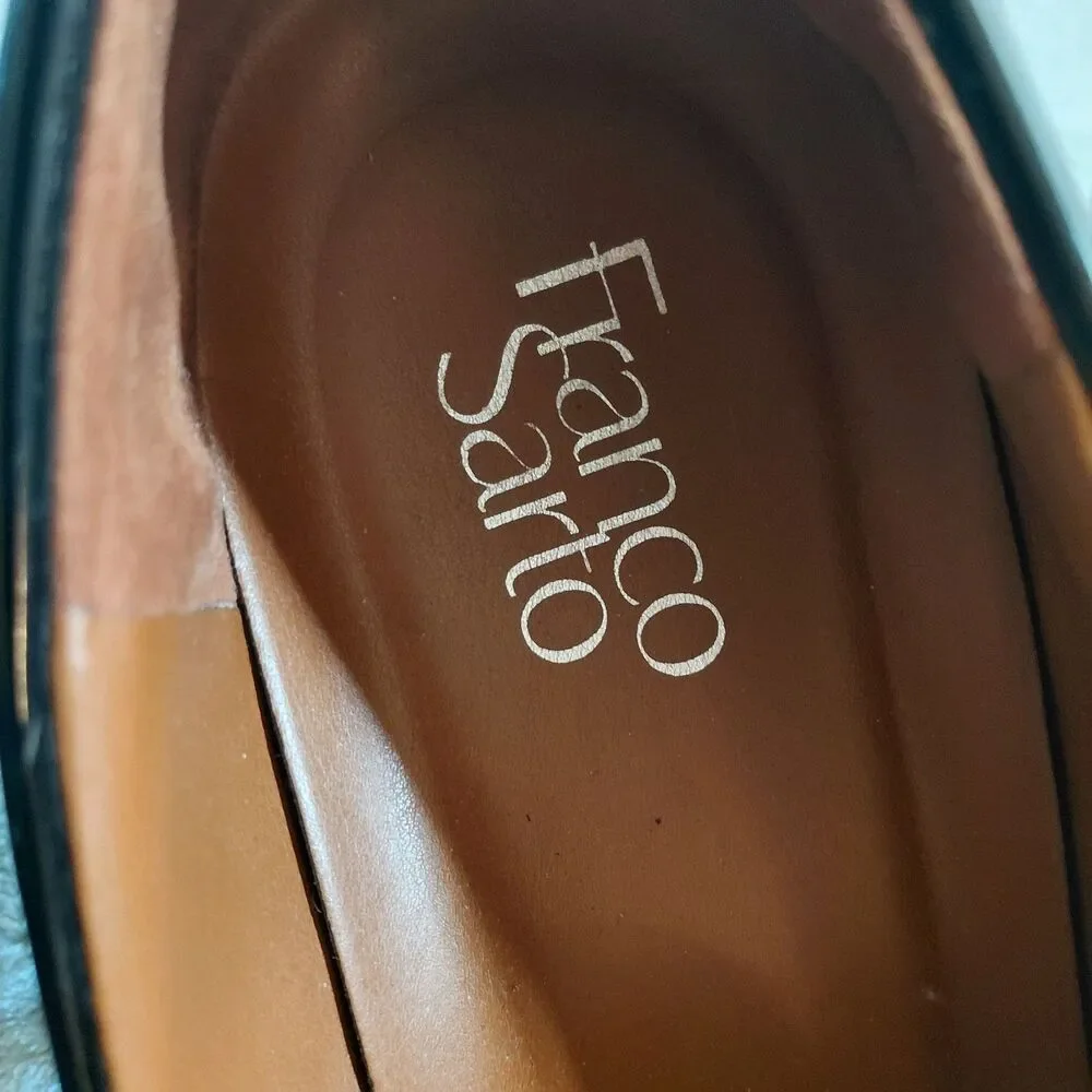 Franco Sarto Carolynn Tassel Loafers Womens 10M Patent Black Almond Toe Slip On